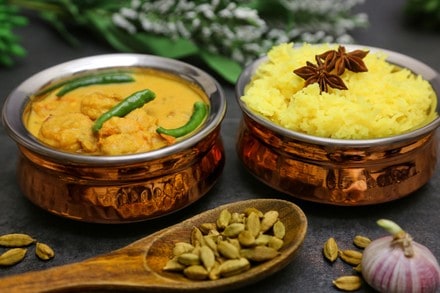 Goan Style Prawn Curry With Saffron Spiced Rice,